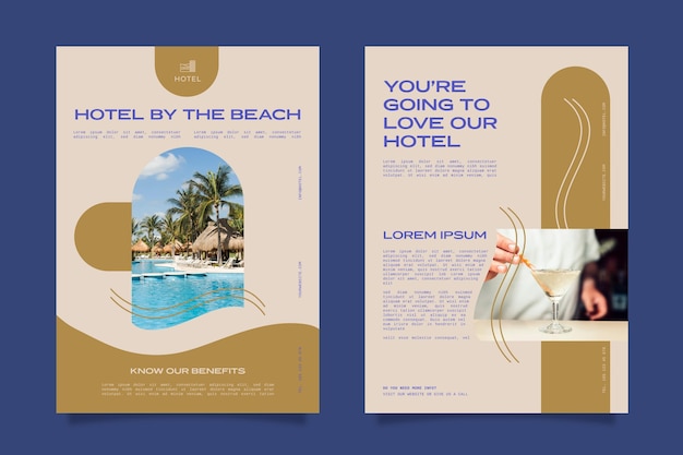 Creative hotel information flyer template with photo