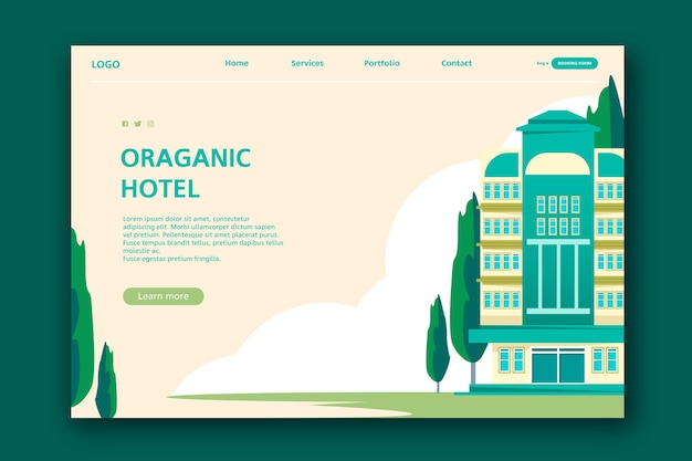 Free Vector creative hotel landing page with illustration