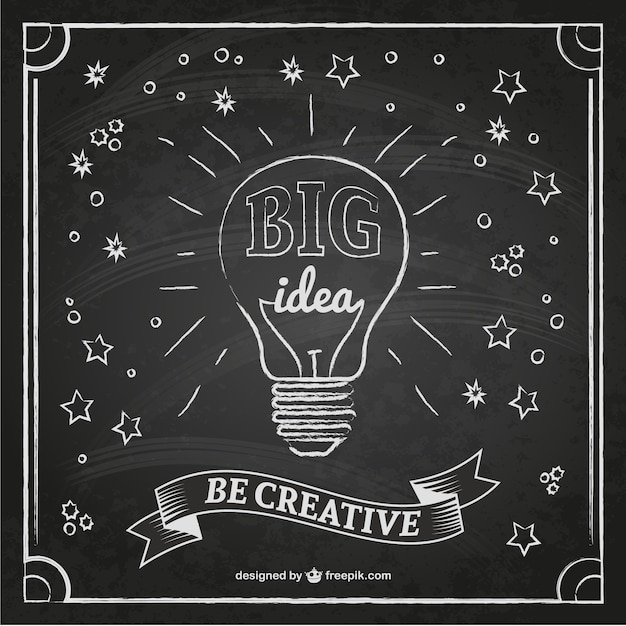 Free Vector creative idea bulb on a blackboard