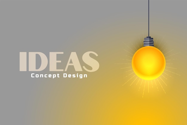 Free Vector creative idea concept background with glowing yellow light bulb