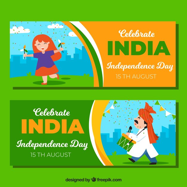 Creative india independence day banners