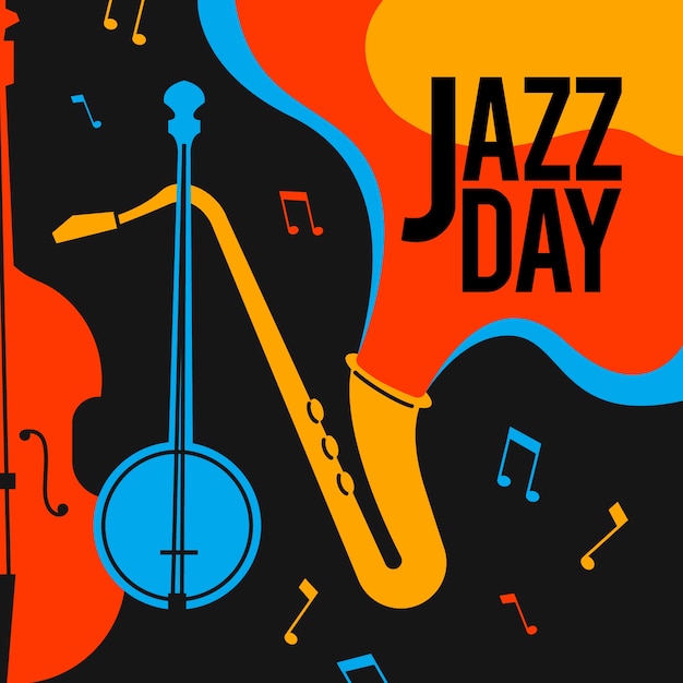 Creative jazz day in flat design