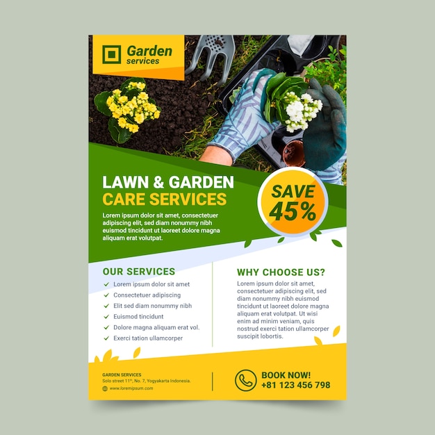 Creative lawn care flyer template