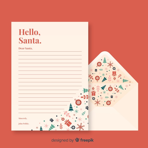 Free Vector creative letter and envelope concept for christmas