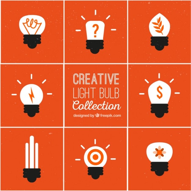 Free Vector creative light bulbs collection in retro style