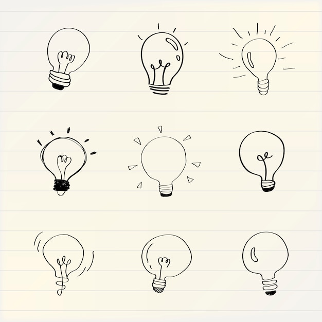 Free Vector creative light bulbs doodle collection vector