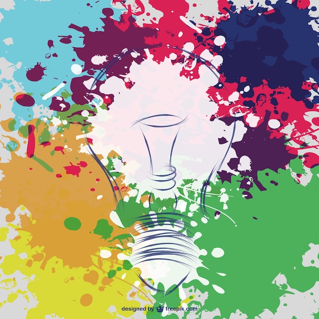 Free Vector creative lightbulb with paint splashes