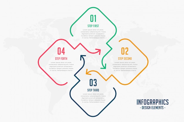 Creative line style four steps infographic design