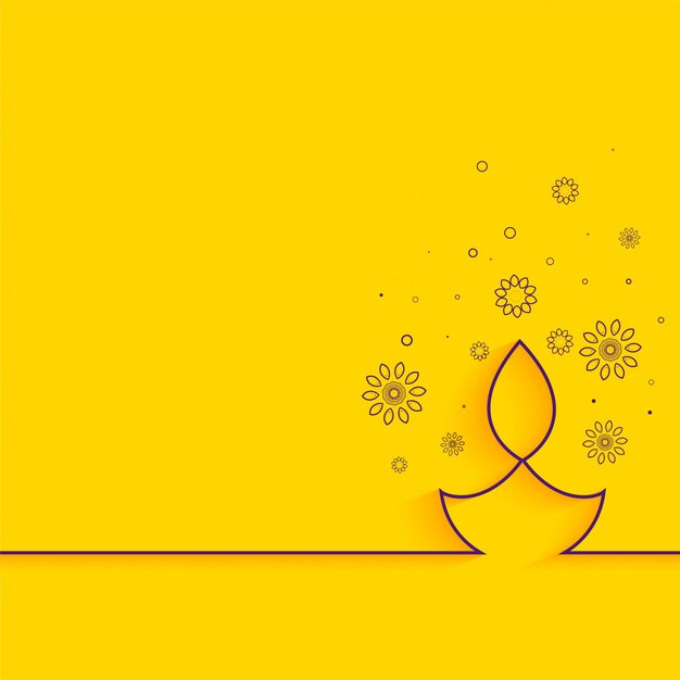 Creative line on yellow background minimal diwali greeting