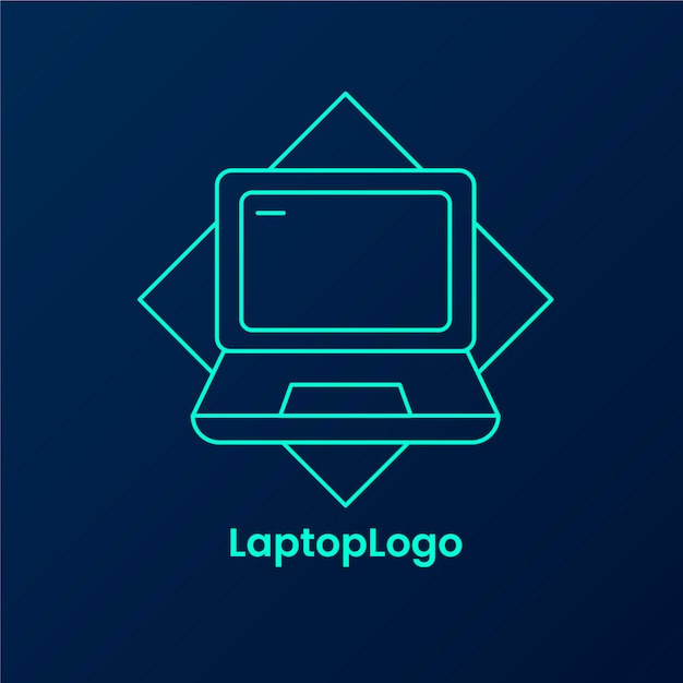 Free Vector creative linear flat laptop logo template