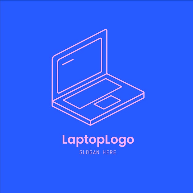 Creative linear flat laptop logo template