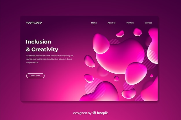 Free Vector creative liquid landing page