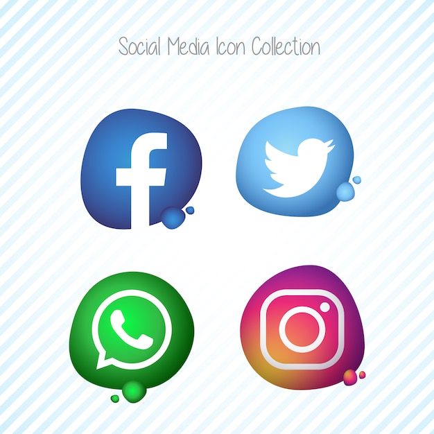 Free Vector creative memphis fluid social media icons set