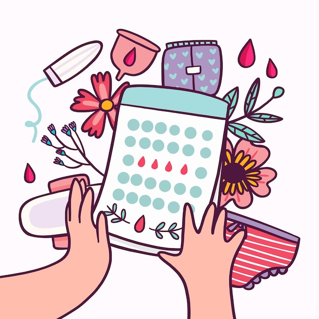 Creative menstrual calendar concept illustrated