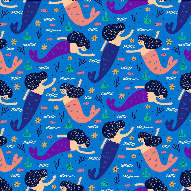 Creative mermaid characters pattern