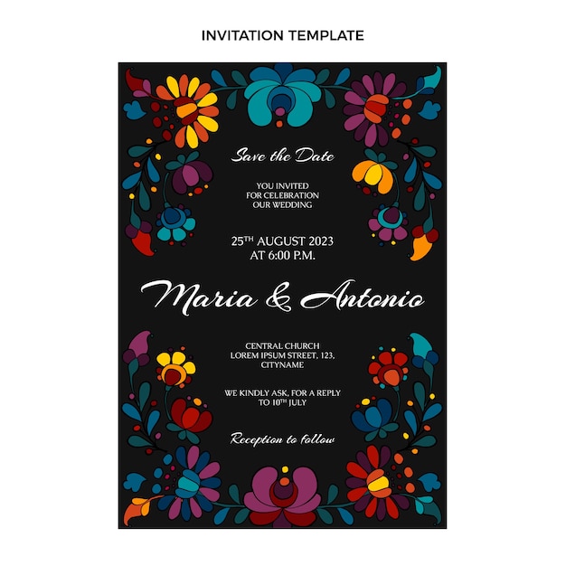 Free Vector creative mexican wedding invitation