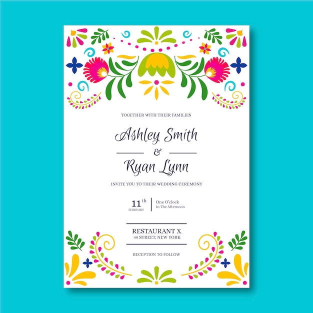 Free Vector creative mexican wedding invitation