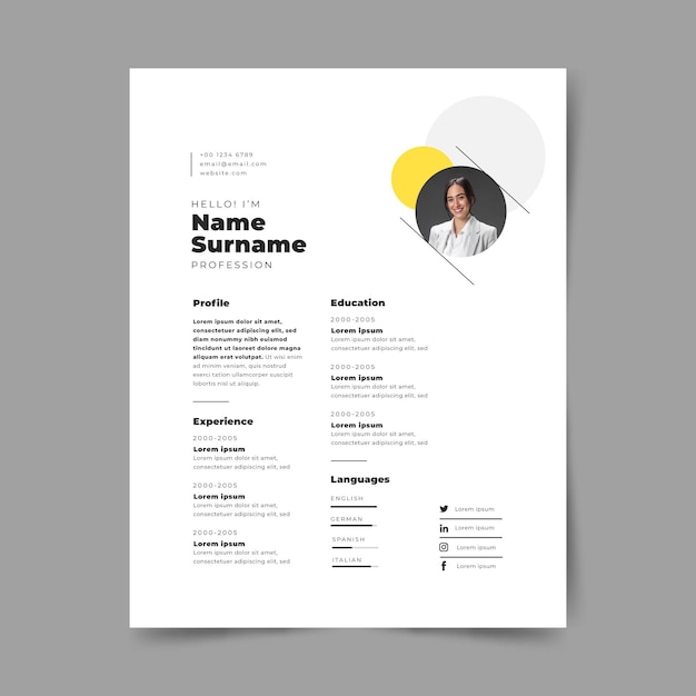 Creative minimalist cv templates