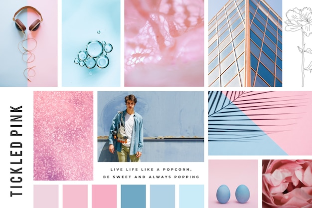 Free Vector creative mood board in pastel colors