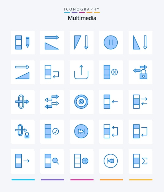 Free Vector creative multimedia 25 blue icon pack such as ui swap pause data sorting