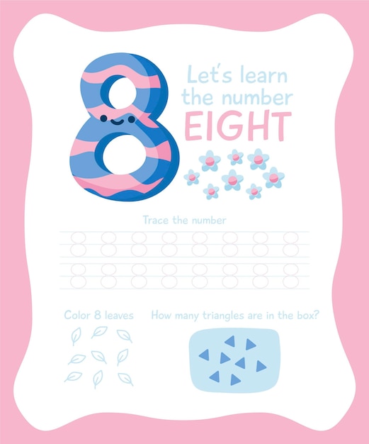 Free Vector creative number eight worksheet