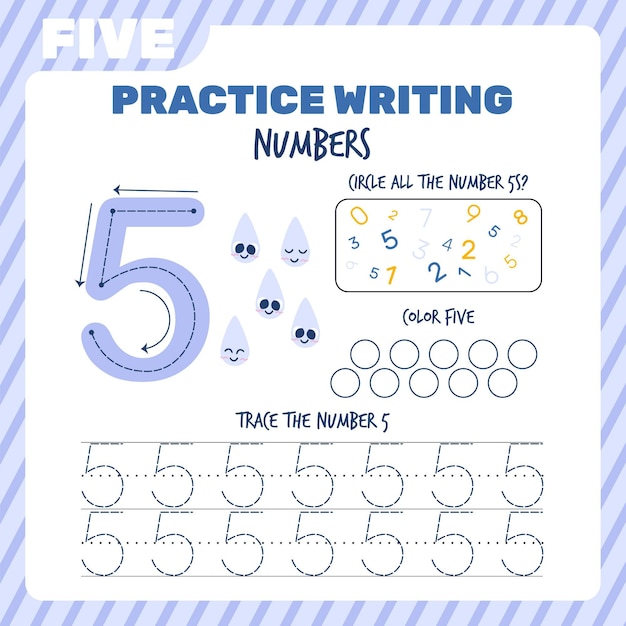 Free Vector creative number five worksheet