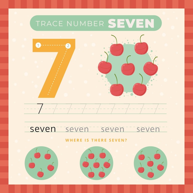 Free Vector creative number seven worksheet