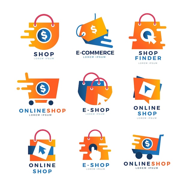 Free Vector creative online shop logo templates