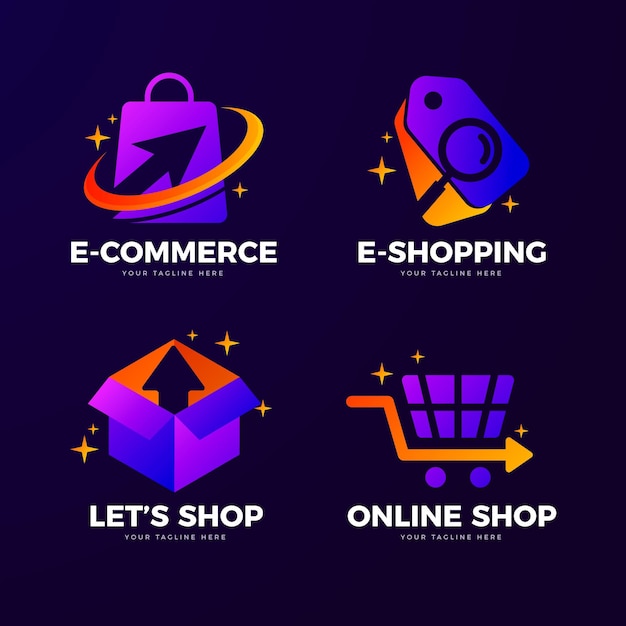 Free Vector creative online shop logo templates