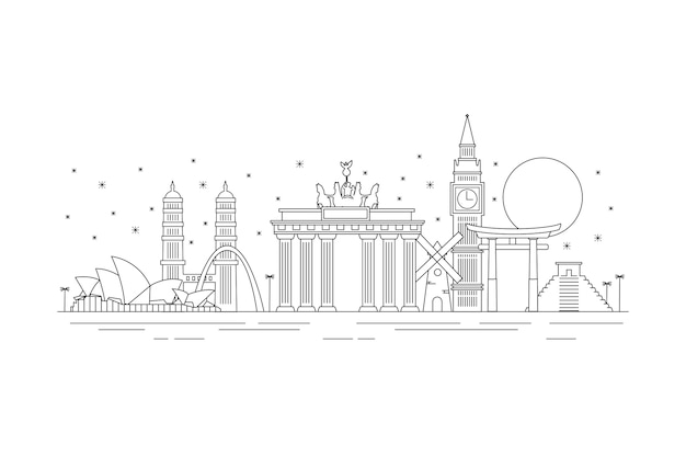 Creative outline landmarks skyline