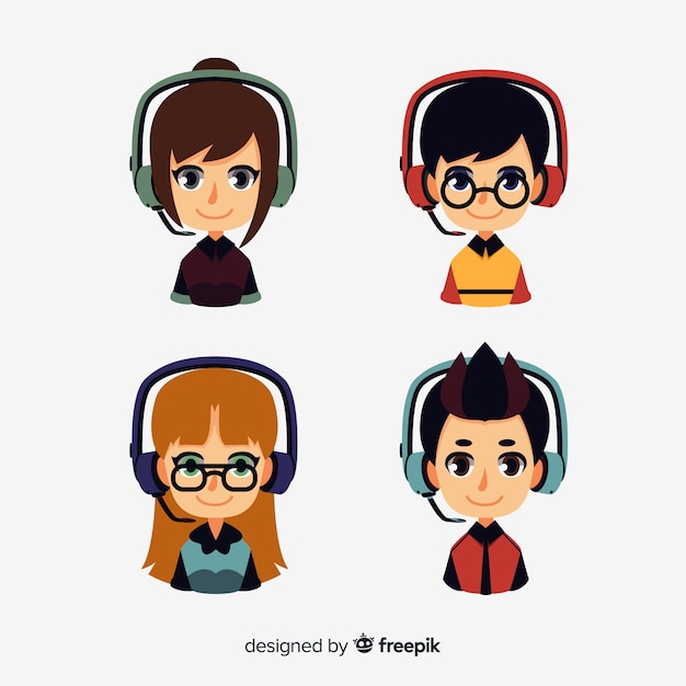 Free Vector creative pack of call center avatars