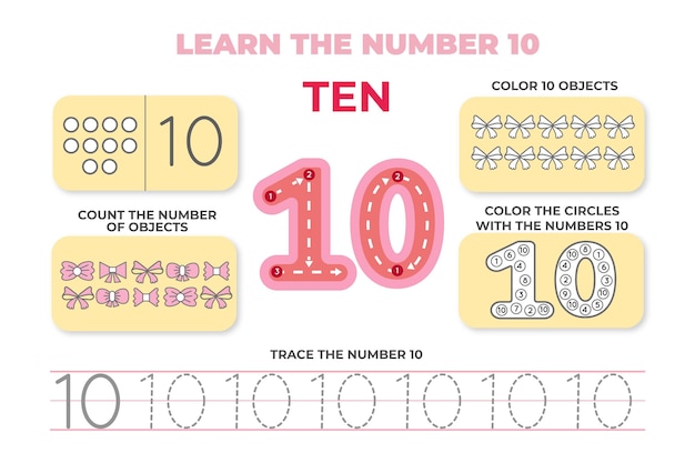 Creative pastel number ten worksheet