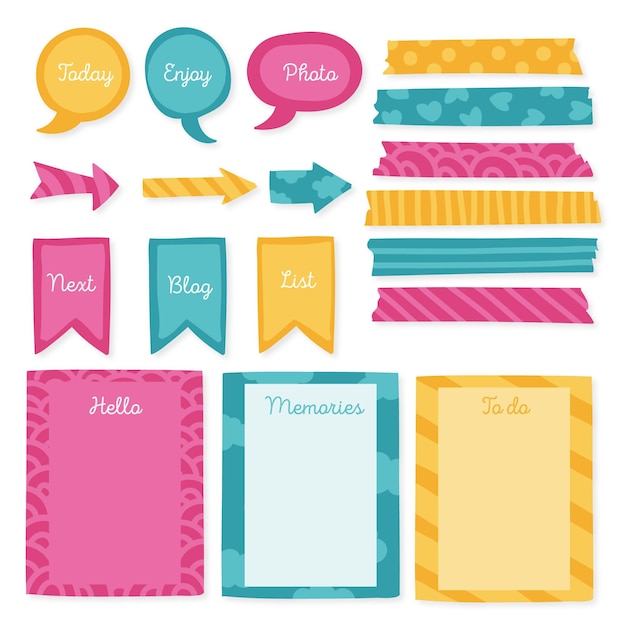 Free Vector creative planner scrapbook elements