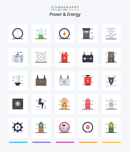 Free Vector creative power and energy 25 flat icon pack such as power gas energy energy power