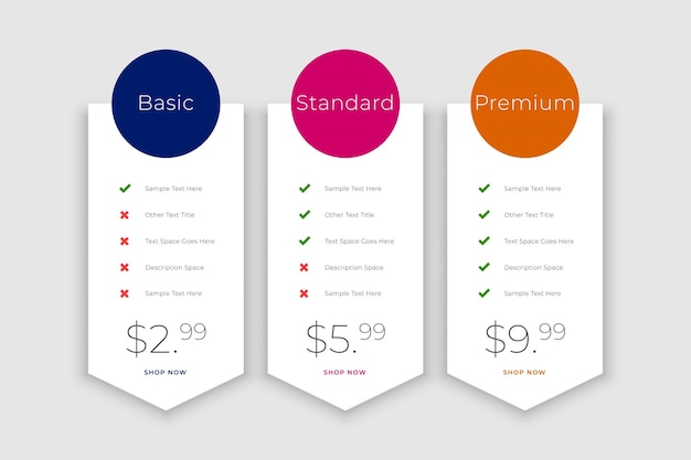 Creative pricing business template design