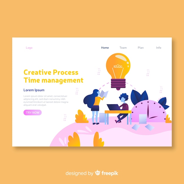 Creative process concept landing page template