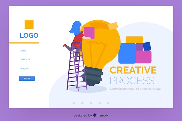 Free vector creative process landing page template