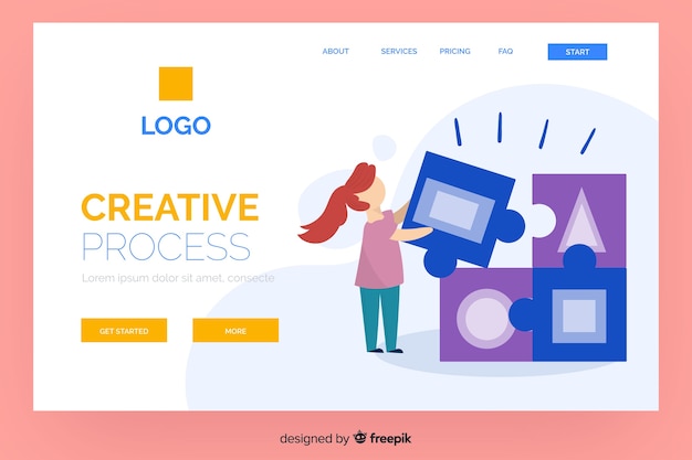 Creative process landing page template