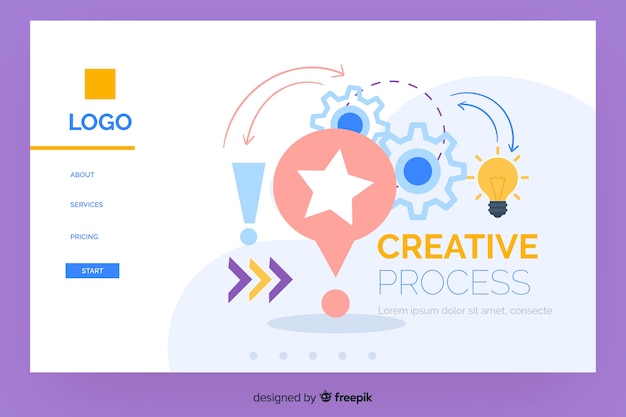 Free vector creative process landing page template