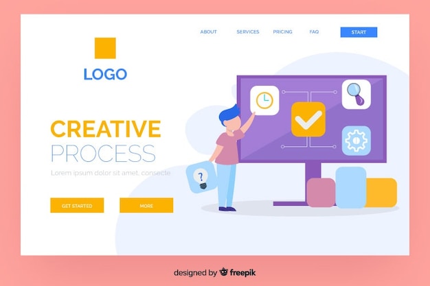 Creative process landing page template