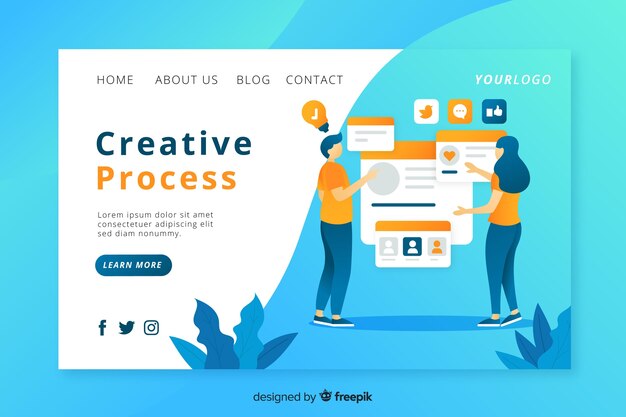 Creative process landing page