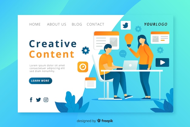 Creative process landing page