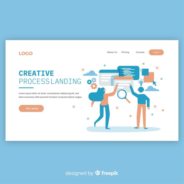 Creative process landing page 