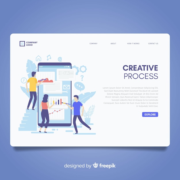 Creative process landing page