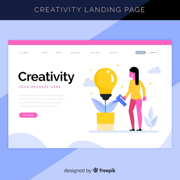 Creative process landing page