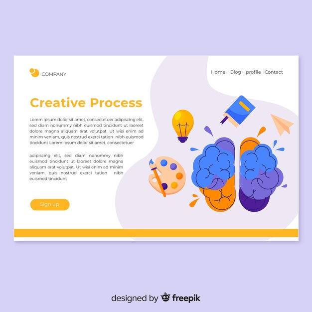 Creative process landing page