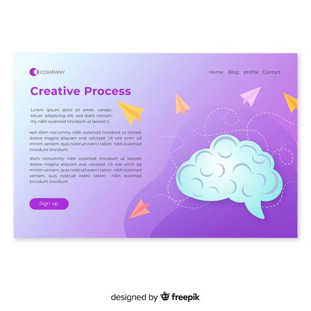 Creative process landing page