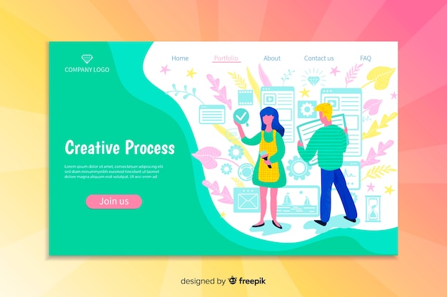 Creative process landing page