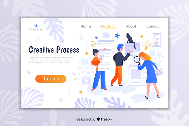 Creative process landing page