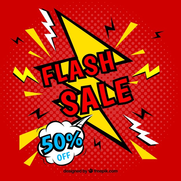 Creative red flash sale background in comic style